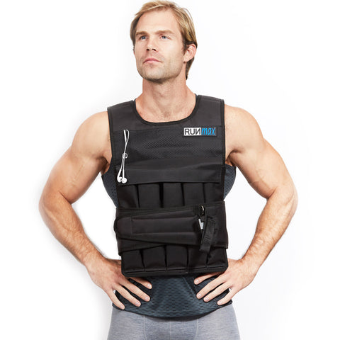 RUNmax 20LBS - 150LBS Adjustable Weighted Vest Wtih Shoulder Pads Option and bottle holder